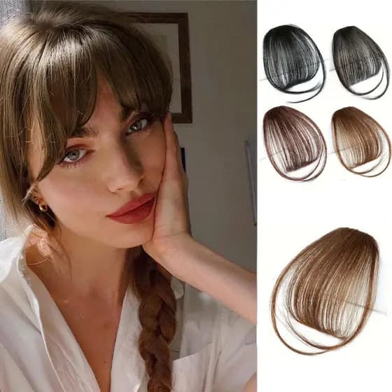 Faixa de ar de ar falsa, sem remendo, franja invisível, remendo de cabelo, costeletas, luz reta, franja fina, peruca Nat