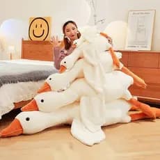 Travesseiro De Pelúcia De Ganso Branco Grande Tamanho 50-190cm De Pele Macia E Fofa