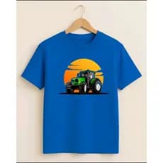 Camiseta Infantil Unissex Trator Por Do Sol 100% Algodão