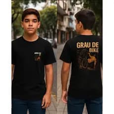 Camiseta Adulto/Infantil  Unissex Grau de Bike Super Estilosa 100% Algodão Frente E Verso
