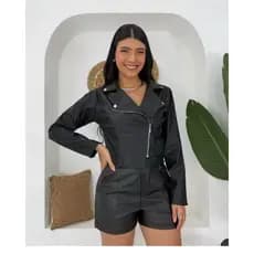 Jaqueta Feminina Couro Fake Moda Blogueira Estilo Inverno