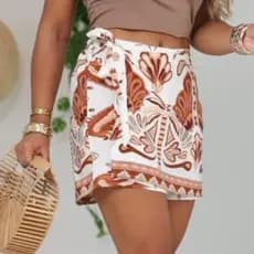 Short Saia Estampada com elástico, amarração