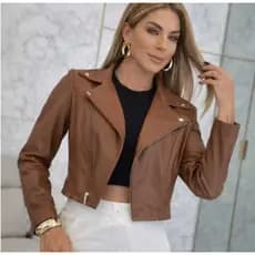jaqueta couro feminina com ziper inverno elegante