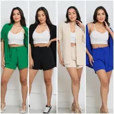 CONJUNTO KIMONO + SHORT LISO COM CINTURA COM ELASTICO TECIDO DUNA.