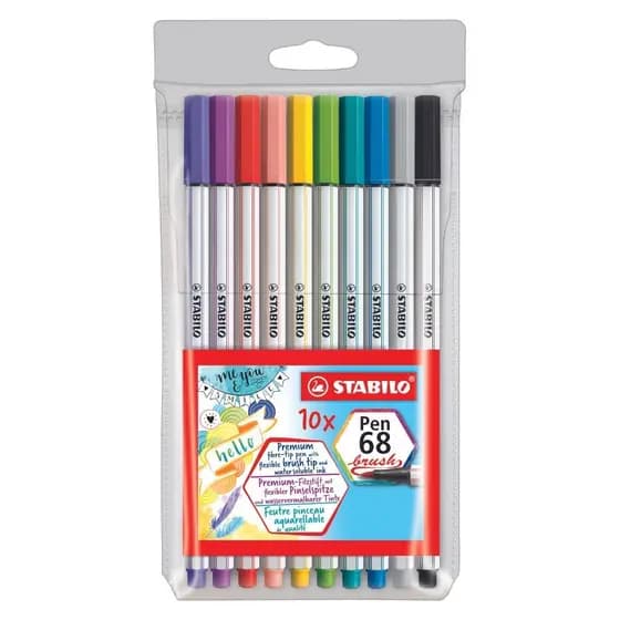 Caneta Hidrográfica Premium Stabilo Pen 68 Brush 10 cores