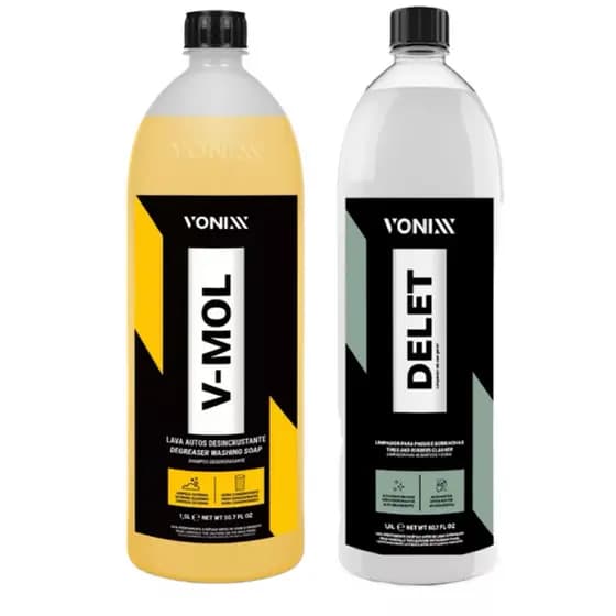 kit 1 V-mol e 1 Delet de 1.5L shampoo automotivo e limpador de borracha vonixx