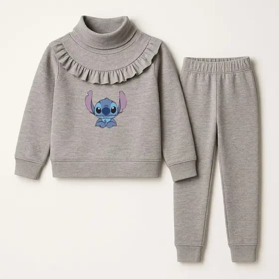 Conjunto Moletom Infantil Lãzinha Calça e Suéter com Estampa do Stitch - Meio