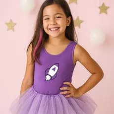 Body Collant Infantil Roxo Zuum Boom Katlen (Emily Vick) Dos Rosa