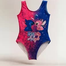 Body Collant Infantil Menina Angel e Stitch | Filme Temático Festa Lilo | Tecido Suplex