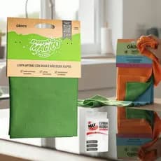 Kit 4 Panos Ákora Original – 1 Limpa Vidros e Espelhos + 3 Panos Mágicos Microfibra Multiuso