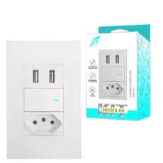 Tomada de Parede 2 Entradas USB Carregador Bivolt SU-213 Envio Imediato