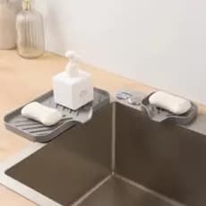 Bandeja De Sabão De Cozinha Em Silicone , Pia Para Garrafas , Porta Esponja E Organizador Com Bico De Drenagem