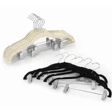 Kit Cabide De Veludo Com Presilha 5 Unidades Cabide Para Saia Shorts Camisa, Bege Preto - Loladecor