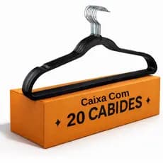 Cabide Preto 20 Unidades 45cm Qualidade Exclusiva Slim Resistente P/ Roupas