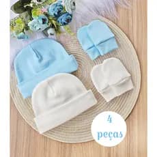 Kit Com 2 Touca e 2 Luva para Bebê Recém Nascido Maternidade