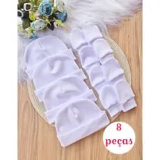 Kit 4 Touca e 4 Luva Para Bebê Recém Nascido 100% Algodão Antialérgico Maternidade