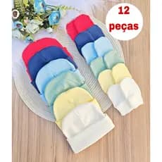 Kit 6 Touca e 6 Luva Para Bebê Recém Nascido 100% Algodão Antialérgico Maternidade
