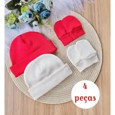 Kit Com 2 Touca e 2 Luva para Bebê Recém Nascido Maternidade