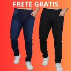 kit  calça jeans masculina tradicional  algodão escura e preta linha premium envio rapido NF