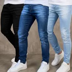 Kit 3 Calças Jeans Masculinas Skinny Slim Direto Da Fábrica