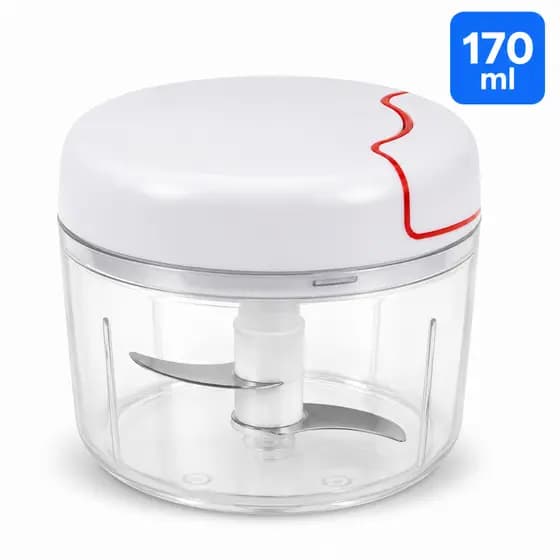Mini Processador Triturador de Alimentos Picador Manual Lâminas Inox Cotador Alho Cebola Temperos 170ml