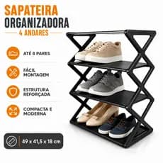 Sapateira Organizador Multiuso 4 Andares Capacidade 8 Pares Compacto Resistente