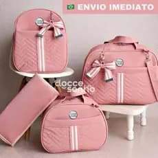 kit bolsa maternidade com 4 peças luxo alta elegância, mala maternidade p/ menino e menina(AD 4P)