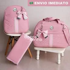 kit Bolsa Maternidade laço em Fitas com 3 Peças menino/menina PREMIUM, kit mala maternidade (AD 3P)
