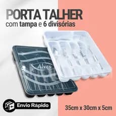 Porta Talher Com Tampa 6 Divisórias Organizador de Gaveta de Casa