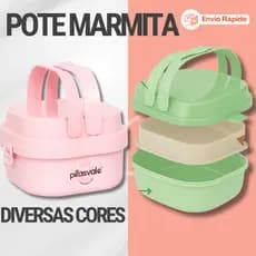 Pote Marmita com 2 Divisórias para Lanche Fitness Academia Kids Escolar 660 ML