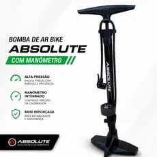 Bomba de Chão Absolute Nero com Manômetro 160 PSI Presta Schrader Bike MTB Speed
