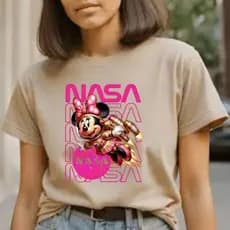 Camiseta Feminina 100% algodão Premium Mickey e Minie