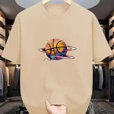 Camiseta bola de basquete Feminino e masculina 100% algodão, casual, básica, verão