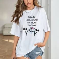 Camiseta camisa básica feminina 100% algodão Premium Branca, estampa treino academia crossfit