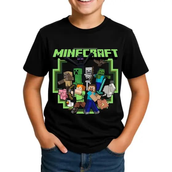 Camiseta Infantil Juvenil Estampada Minecraft Camisa 100% Algodão N°2 ao 16 Tendencia Lançamento