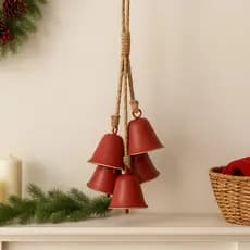 Sinos Decorativos Natal Metal Vermelho 67cm Enfeite Rústico Decoração Pendente Natalino