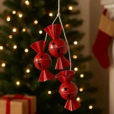 Pendente Natal Bombom Metal Vermelho Decorativo Luxo 80cm