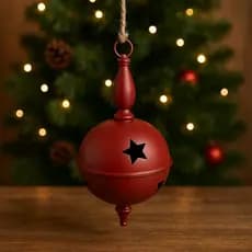 Guizo Natal Decorativo Metal Vermelho 20cm Enfeite Rústico Pendente Bola Decoração Natalina