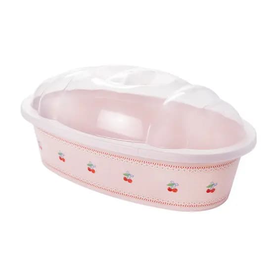 Porta Pão Café da Manhã Serve Pão Com Tampa 3,15 Litros 34cm Plástico Rosa BPA Free Plasútil Cozinha Mesa Posta