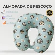 Almofada de Pescoço Olho Grego Claro Premium | PROTEÇÃO ENERGÉTICA E MÁXIMO CONFORTO EM VIAGENS