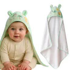 Toalha com Capuz Infantil Bebe de Algodão Macia, Orelhinhas Fofas Absorvente Ideal para Banho