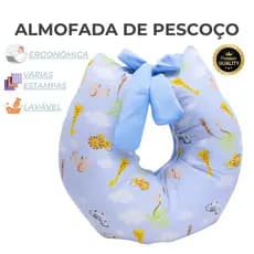 Almofada De Pescoço Ergonômica Com Zíper Conforto Travesseiro  Viagem Infantil Adulto