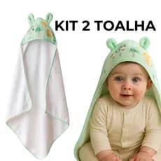 Kit 2 Toalhas com Capuz Infantil Bebe em Algodão – Macias, Absorventes e com Orelhinhas Fofas para Banho