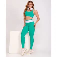 Conjunto Fitness Feminino calça legging e top liso