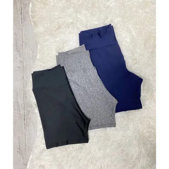 Kit Combo 3 Shorts básico grosso liso  Fitness Academia Croosfit Treino Bermuda cintura alta feminino