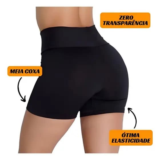 Kit 3 Shorts Legging Feminino Meia Coxa Cintura Alta Bermuda Zero Transparência