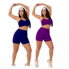 Conjunto Fitness Top Alça e Short Basic Cós Alto Fitness de Academia