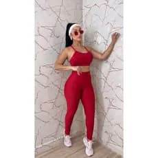 Conjunto Fitness Suplex 0 transparência Calça e top com bojo