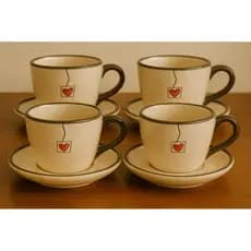 Kit Xícaras de Café em Cerâmica com Pires – 4 Peças Decorativas