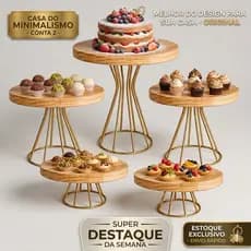 Kit 5 Boleiras Decorativas Em Pinus Para Festa e Mesa Posta